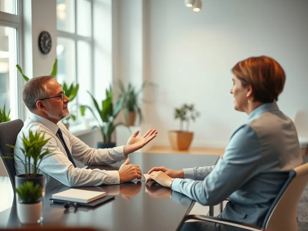 A professional agent assisting a client with selecting the right insurance policy, showcasing trust and expertise.